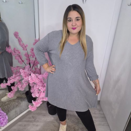 Szürke Plus Size A - vonalú Tunika