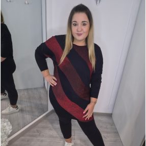 Yesstory Fekete/Piros Csillámos Ruha
