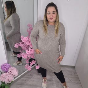 Bézs Gépikötött Tunika