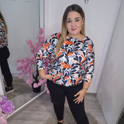 Yesstory Narancs Virágos Felső