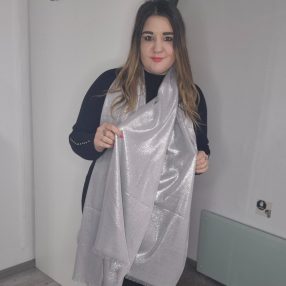 Ezüst Csillogós Sál