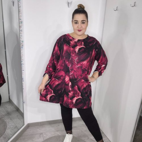 Bordó/Fekete Plus Size Tunika