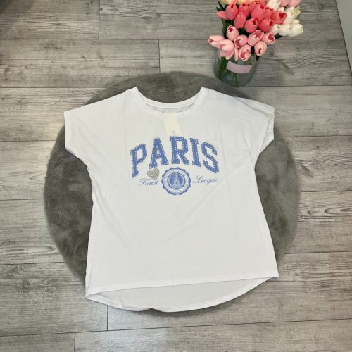 Fehér Póló Kék Paris Felirat (XL-2XL)