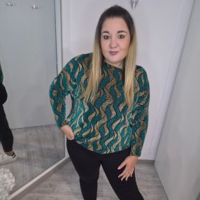 Yesstory Zöld/Arany Csillámos Felső Alja Gumírozott