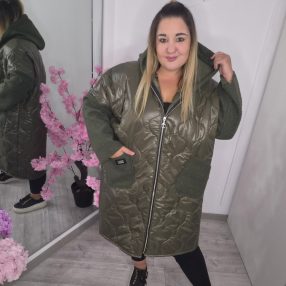 Khakizöld Plus Size Kabát