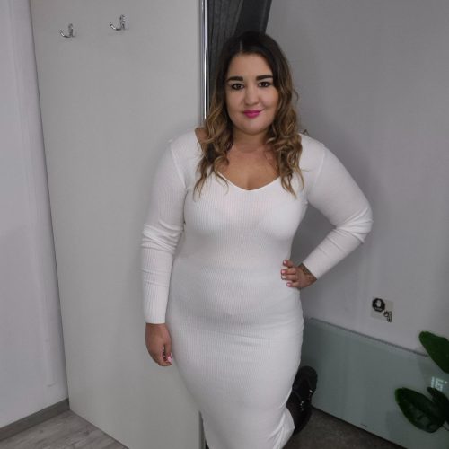 Fehér Ruha V nyakkal Elöl és Hátul