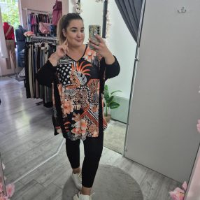 Plus Size Tunika Őszi Levél Mintás