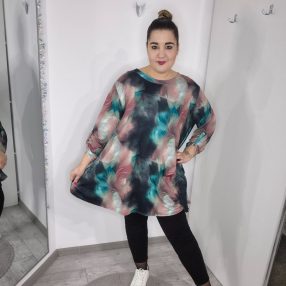 Zöld/Púder Plus Size Tunika