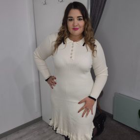 Fehér Galléros Kötött Ruha M.STARRY