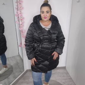 Fekete Kabát Plus Size