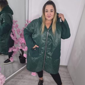 Sötétzöld Plus Size Kabát