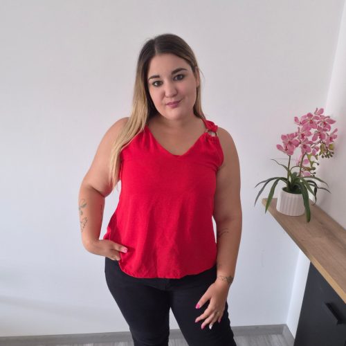 Piros Muszlin Ujjatlan 