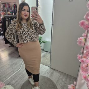 Barna Leopárd Mintás 2 részes Ruha