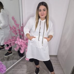 Fehér  Kenguruzsebes Tunika