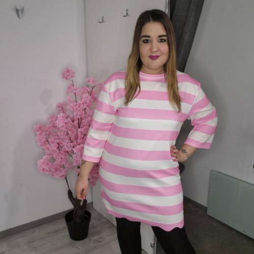 Csíkos Rózsaszín / Fehér Tunika