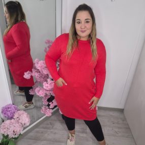Piros Gépikötött Tunika